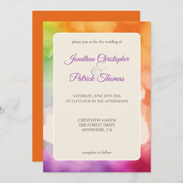 Anúncio LGBTQ Orgulho Amor Casamento é Amor Arco-Íris (Frente/Verso)