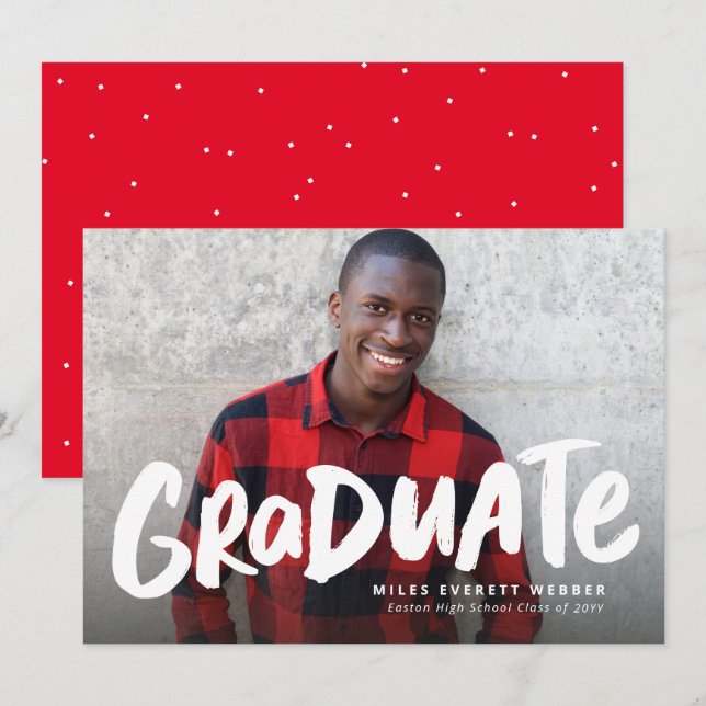 Anúncio Licenciatura em uma única foto vermelha moderna do (Frente/Verso)