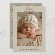 Linda Floral Whimsical Flower Sweet Baby Girl Birt