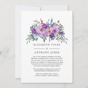 Anúncio Lista de Convidados de Casamento com Flores Roxas