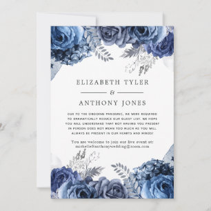 Anúncio Lista de Convidados de Casamento Floral Azul Marin