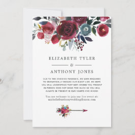 Anúncio Lista de Convidados de Casamento Floral Burgundy e