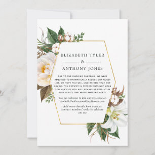 Anúncio Lista de Convidados de Casamento Floral Dourado e 
