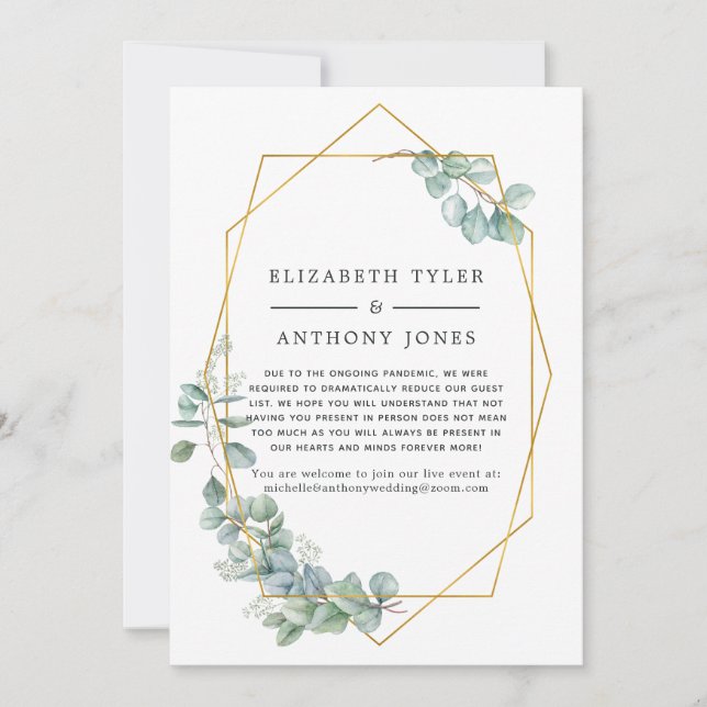 Anúncio Lista de Convidados Reduzida de Eucalipto Geométri (Frente)