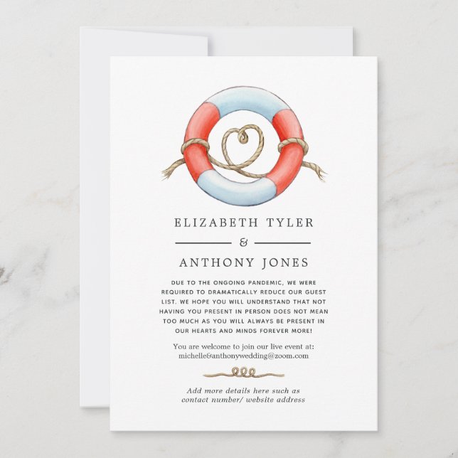 Anúncio Lista de Convidados Reduzida para Casamento Náutic (Frente)