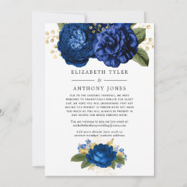 Anúncio Lista de Convidados Vintage Floral Azul e Dourado 