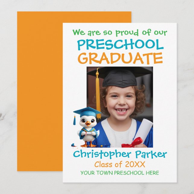Anúncio Little Goose Preschool Graduation (Frente/Verso)