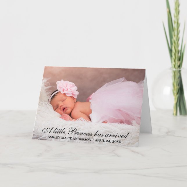 Anúncio Little Princess New Baby Announcement Folded Card (Frente)