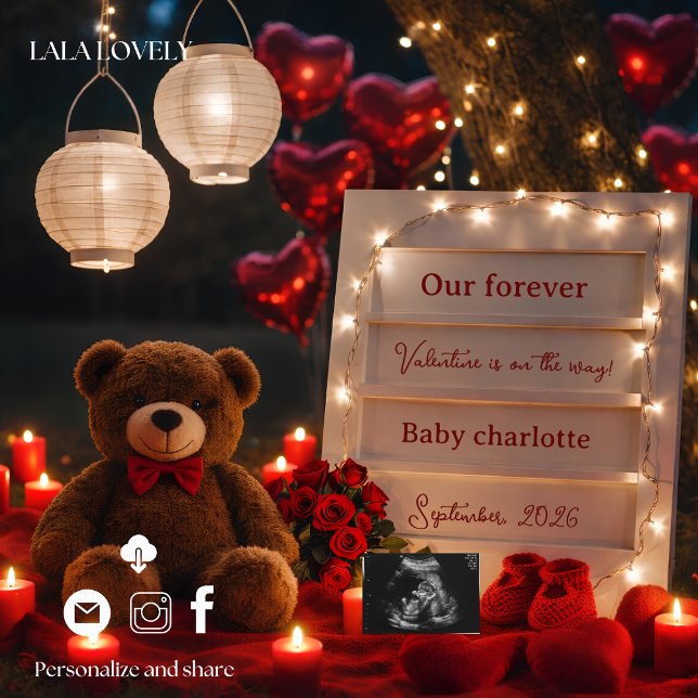 Anúncio little Valentine Pregnancy Announcement Card (Criador carregado)