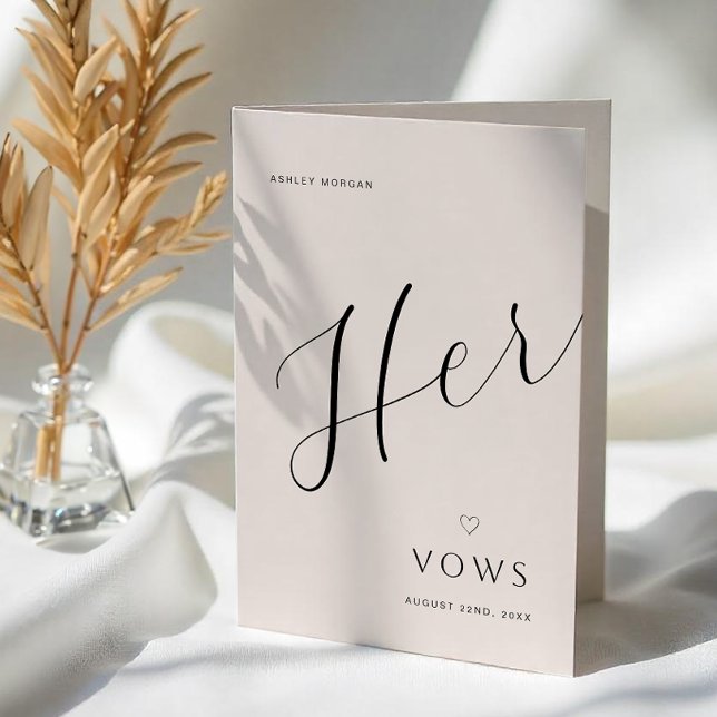 Anúncio Livro de Vow do Casamento Moderno Mínimo | Seus Vo (Her Vows Booklet)