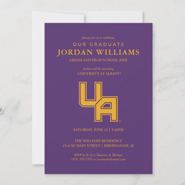 Anúncio Logotipo de Iniciais da Universidade de Albany (Frente)