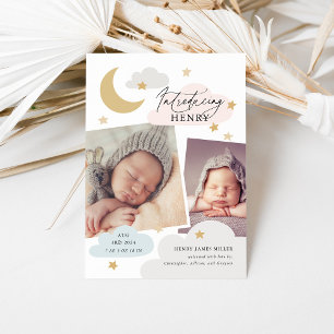 Anúncio Lua Estrelas Nuvens Colidem Foto Rosa Azul Nascime