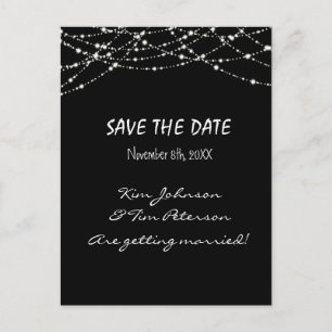 Anúncio Luzes Preta Brilhante Cartão Postal de Casamento S
