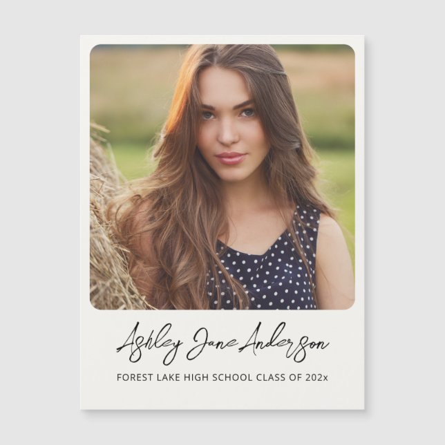 Anúncio Magnético de Foto de Graduação Elegante (Frente)