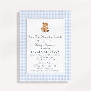 Anúncio Mal Podemos Esperar Ursinho de Xadrez Baby Shower