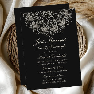Anúncio Mandala Indiano Boho Preto Casado Recém-Casados Ca