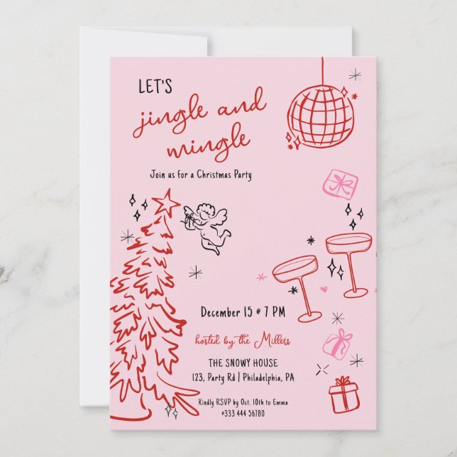 Anúncio Mão traçada na festa de Natal jingle and mingle (Frente)