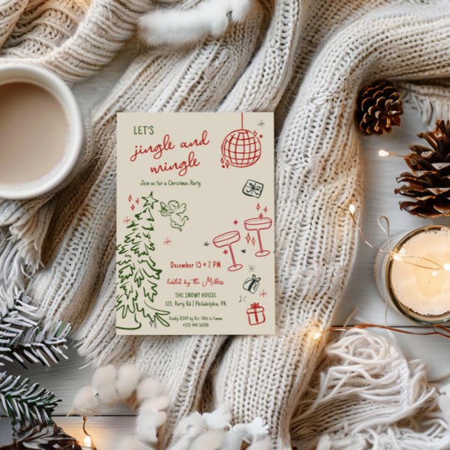 Anúncio Mão traçada na festa de Natal jingle and mingle (Criador carregado)