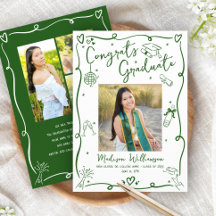 Mão Verde Desenhos à Mão Graduação 4 Foto Branco