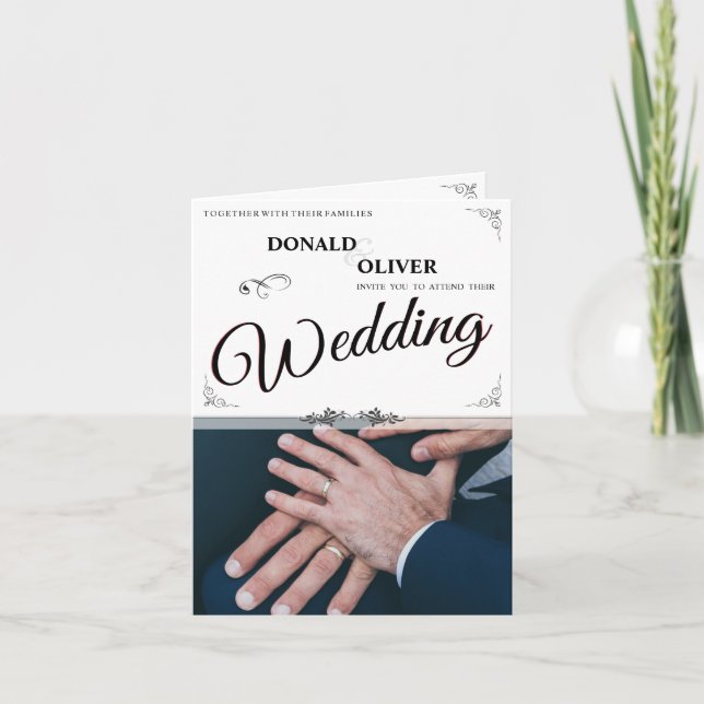 Anúncio Mãos de um Casal de Casamento Gay com Anéis (Frente)