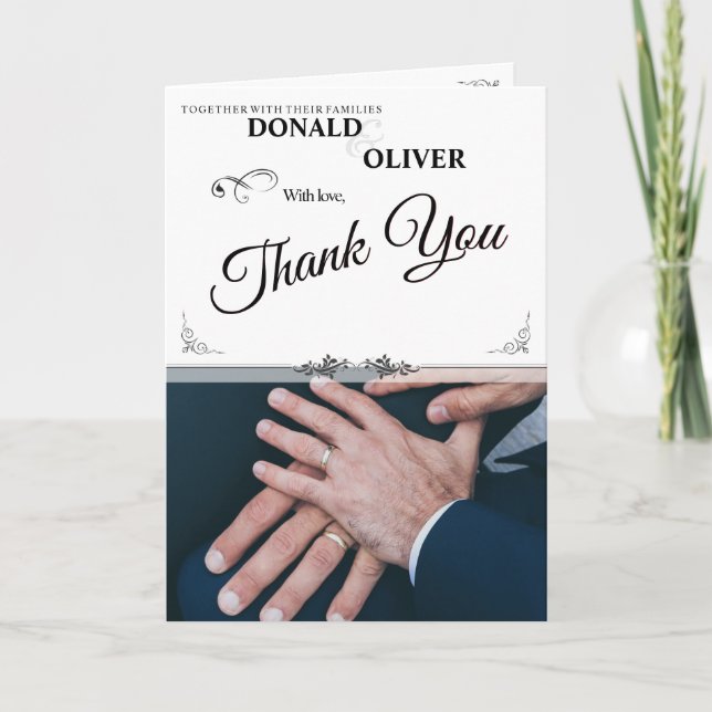 Anúncio Mãos de um Casal de Casamento Gay com Anéis (Frente)