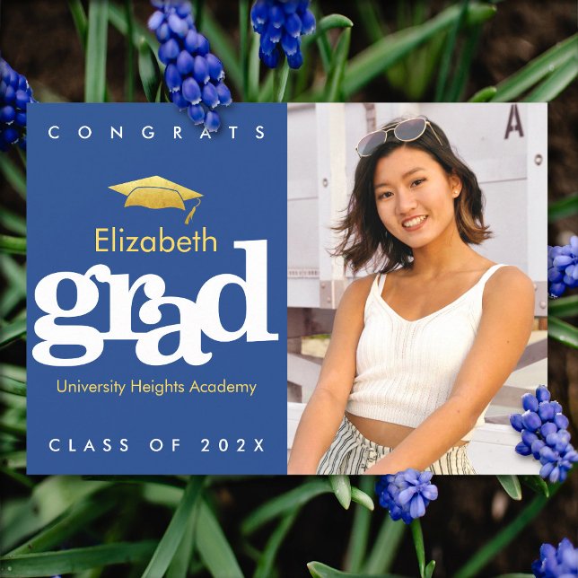 Anúncio Marinho azul de graduação fotografia ouro boné mod (Criador carregado)