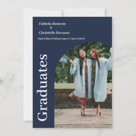 Anúncio Marinho azul de script minimalista de dupla gradua