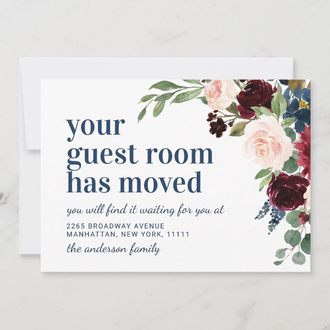 Anúncio Marinho Borgonha Azul Blush Floral Aquarela Movime (Frente)