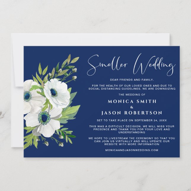 Anúncio Marinho Branco Floral de Água Azul Casamento Menor (Frente)