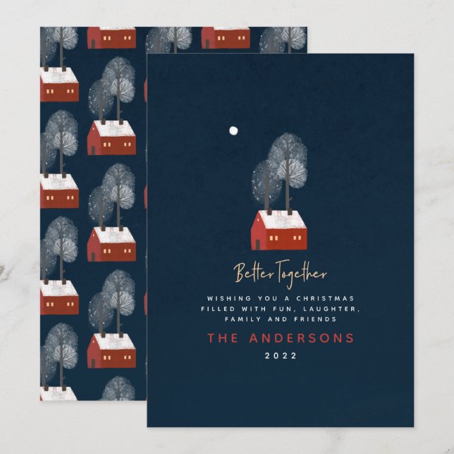 Anúncio Marinho russo vermelho scandi tradicional Natal (Frente/Verso)