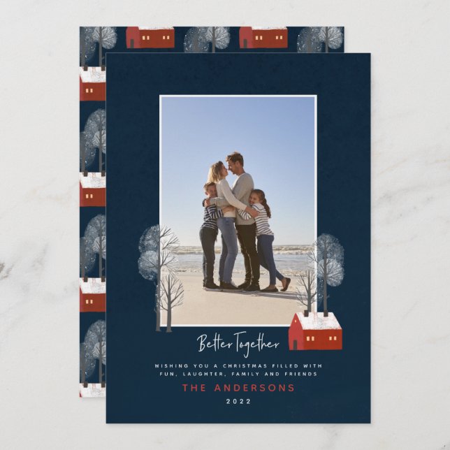 Anúncio Marinho russo vermelho scandi tradicional Natal (Frente/Verso)