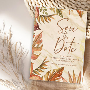 Anúncio Mármore Botânico Rustic Autumn Salve the Date Card