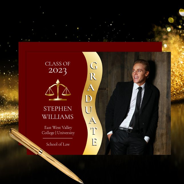 Anúncio Maroon | Gold Graduate Wave Law Justice Grad   (Criador carregado)