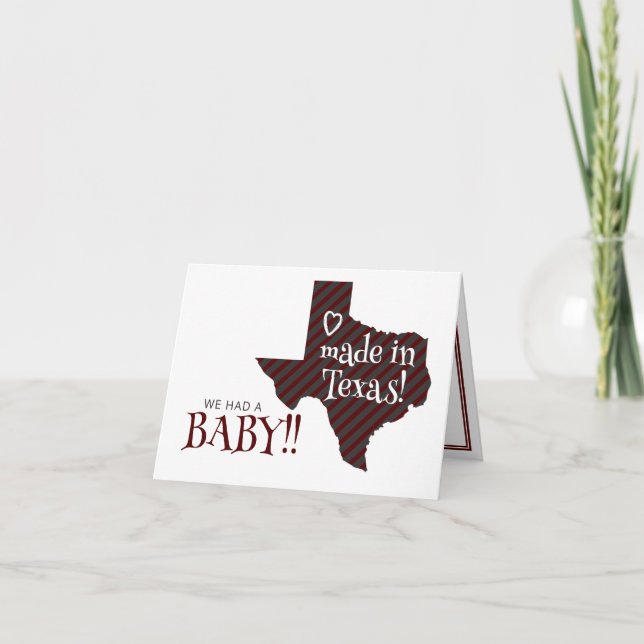 Anúncio Maroon Striped Made in Texas Photo Baby (Frente)