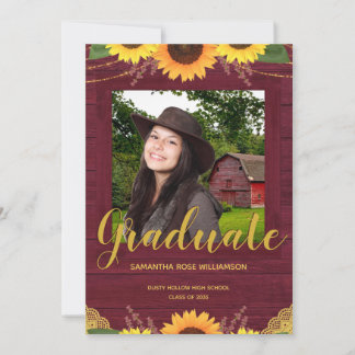 Anúncio Marrom Rústico de Girassol Dourado 2 Graduação Fot