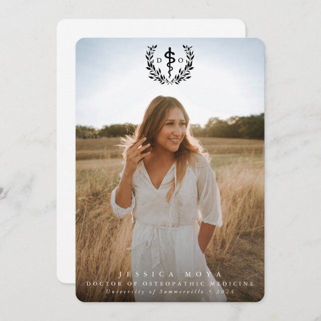 Anúncio Médico Negro de Graduação de Medicina Osteopática (Frente/Verso)