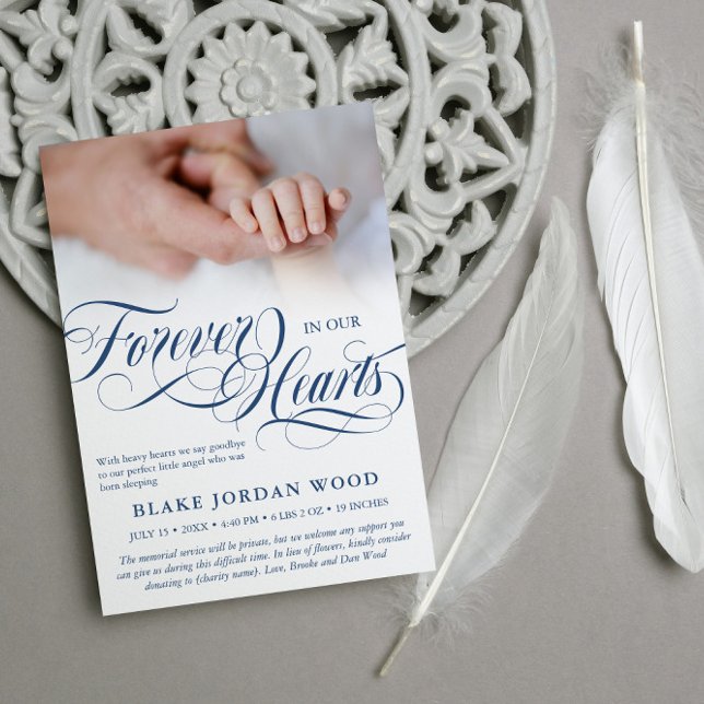 Anúncio Memorial Do Bebê Para Sempre Azul Em Nossos Coraçõ (Criador carregado)