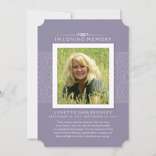 Anúncio Memorial Obrigado Lilac Purple Foto (Frente)