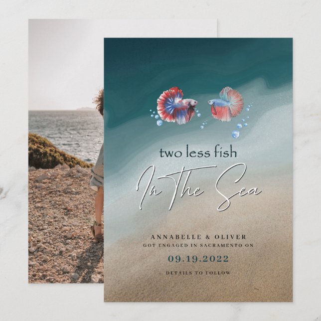 Anúncio Menos Dois Peixes No Mar | Noivado de fotos (Frente/Verso)