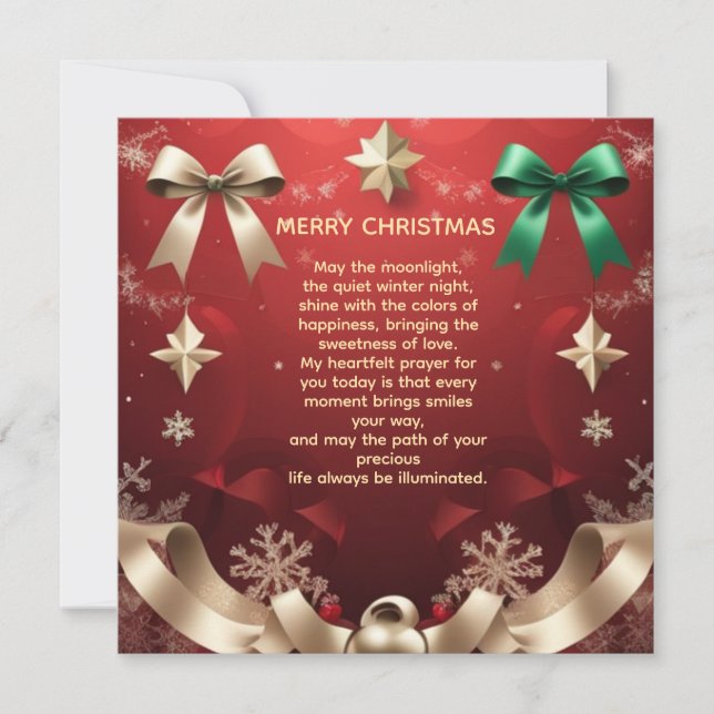 Anúncio Merry Christmas Greeting Card with Festive Ribbons (Frente)