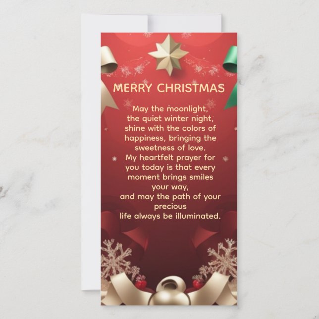Anúncio Merry Christmas Greeting Card with Festive Ribbons (Frente)