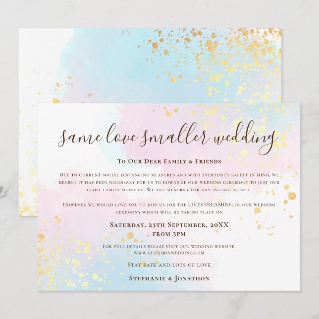 Anúncio Mesmo Amor, Casamento Menor, Script Rosa, Turquesa (Frente/Verso)