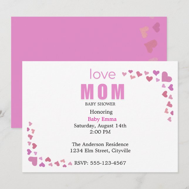 Anúncio Minimal Baby girl Shower Invitation (Frente/Verso)