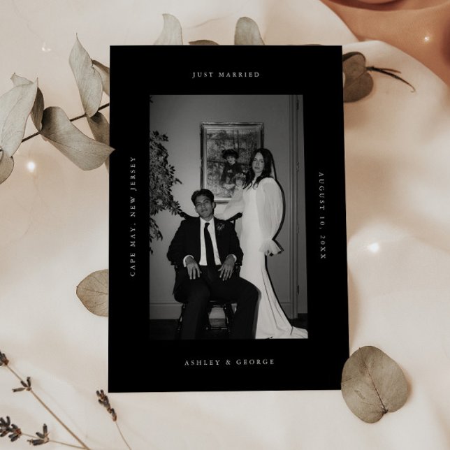 Anúncio Minimal "Just Married" 2-Photo Wedding Elopement (Criador carregado)