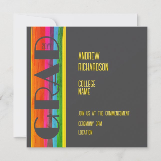 Anúncio Minimal Rainbow Class of Year Graduation Flat Card (Frente)