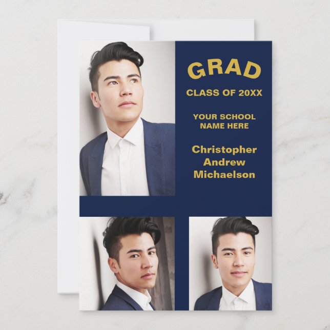 Anúncio Minimalist Typography 3 Photo Graduation (Frente)