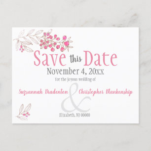 Anúncio Minimalista de Noiva com Frutas Rosas