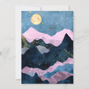 Anúncio Minimalista Lua Estrelas Montanha Vale Celestial