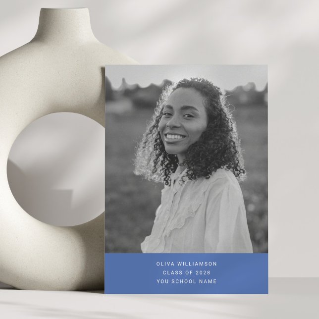 Anúncio Minimalista Moderno Simples Azul Foto Graduação (Criador carregado)