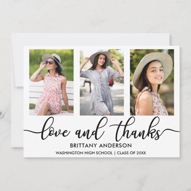 Anúncio Modern 3 Photo Graduation Love and Obrigados W (Frente)